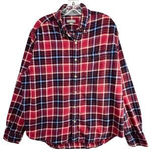 Eddie Bauer Shirt Mens XL Red Plaid Flannel Button Down Rugged Lumberjack Grunge